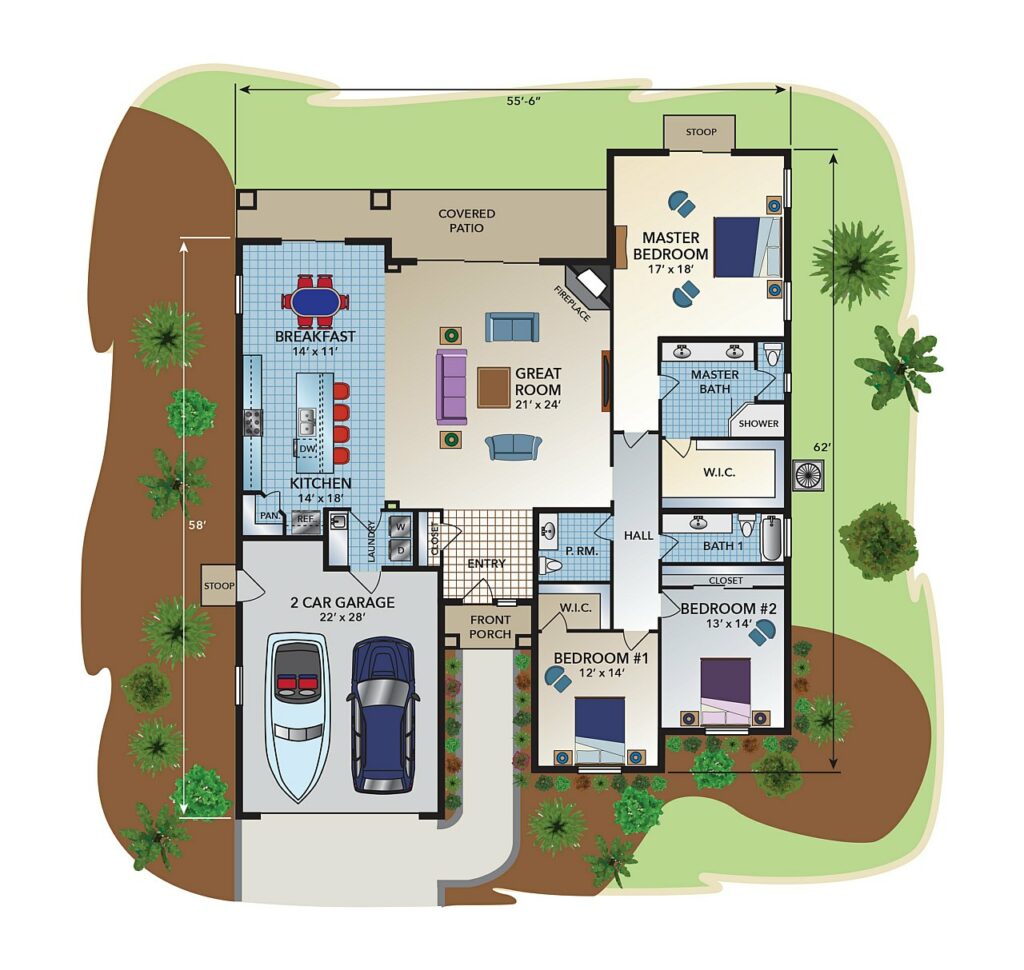 residential color floor plan drawing