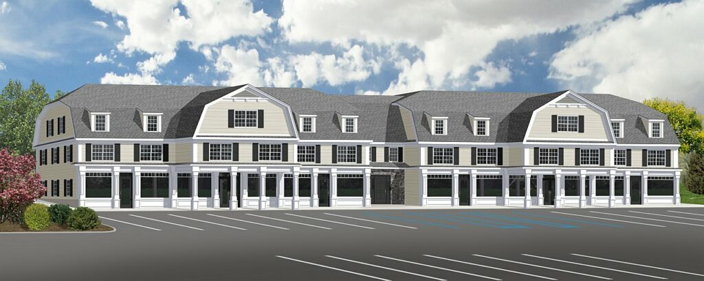exterior rendering of charming office and retail center