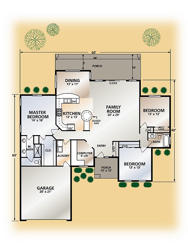 residential color floor plan drawing