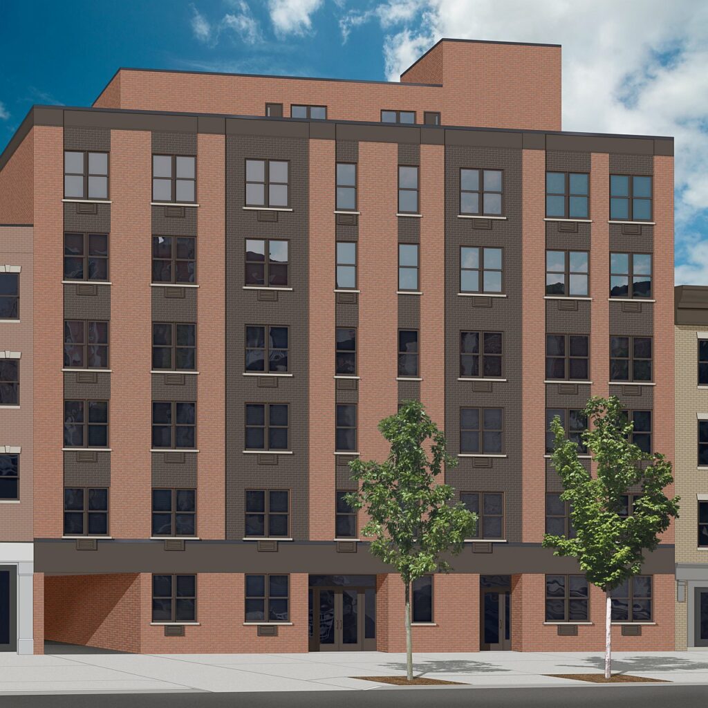 brick city apartment building rendering